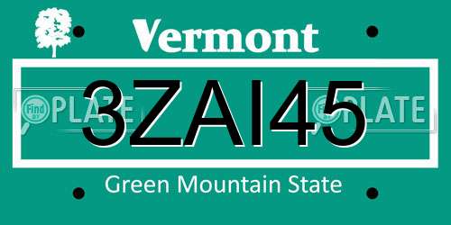 3ZAI45 Vermont License Plate
