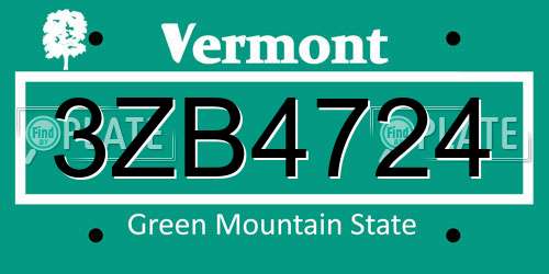 3ZB4724 Vermont License Plate