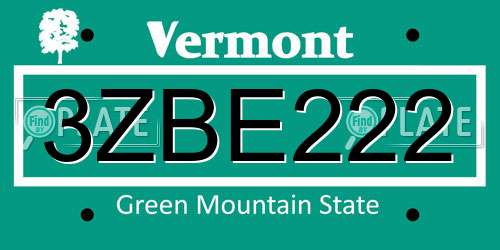 3ZBE222 Vermont License Plate