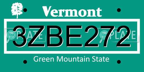 3ZBE272 Vermont License Plate