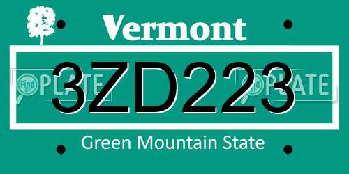 3ZD223 Vermont License Plate