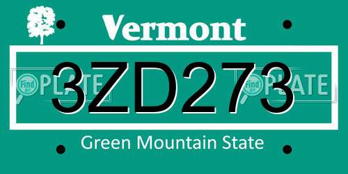 3ZD273 Vermont License Plate
