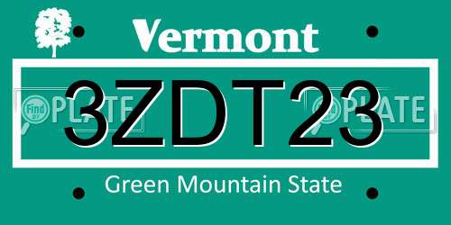 3ZDT23 Vermont License Plate