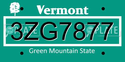 3ZG7877 Vermont License Plate