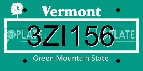 3ZI156 Vermont License Plate