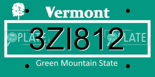 3ZI812 Vermont License Plate