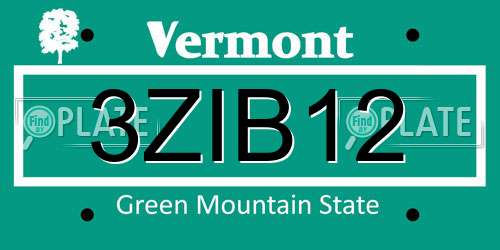 3ZIB12 Vermont License Plate
