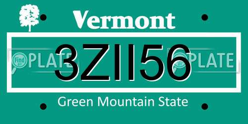 3ZII56 Vermont License Plate
