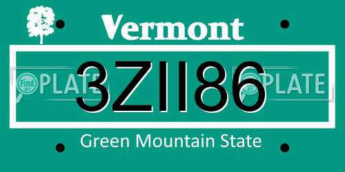 3ZII86 Vermont License Plate