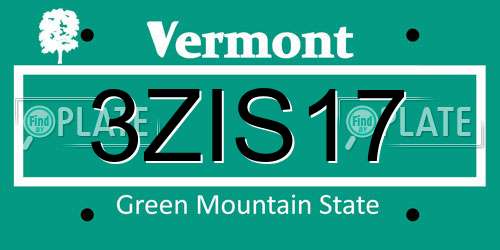 3ZIS17 Vermont License Plate