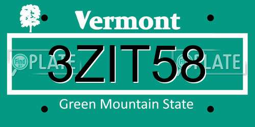 3ZIT58 Vermont License Plate
