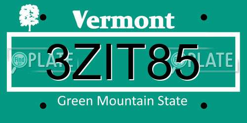 3ZIT85 Vermont License Plate