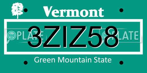 3ZIZ58 Vermont License Plate