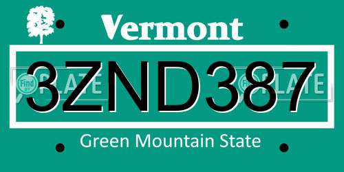 3ZND387 Vermont License Plate