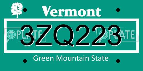 3ZQ223 Vermont License Plate