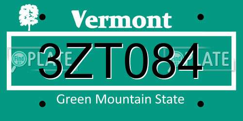 3ZT084 Vermont License Plate