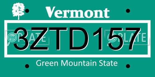 3ZTD157 Vermont License Plate