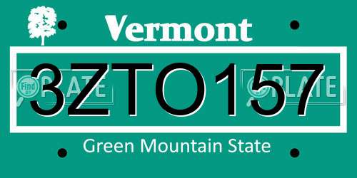 3ZTO157 Vermont License Plate