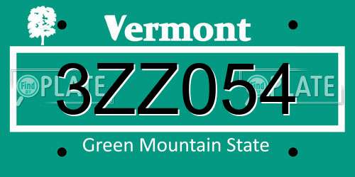 3ZZ054 Vermont License Plate