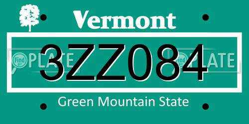 3ZZ084 Vermont License Plate