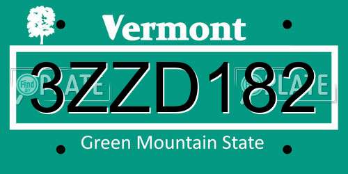 3ZZD182 Vermont License Plate