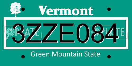 3ZZE084 Vermont License Plate