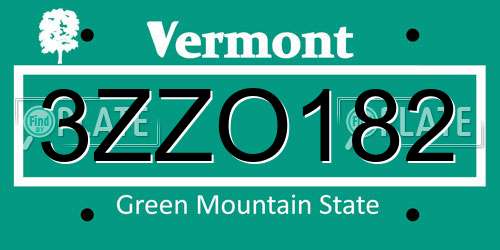 3ZZO182 Vermont License Plate
