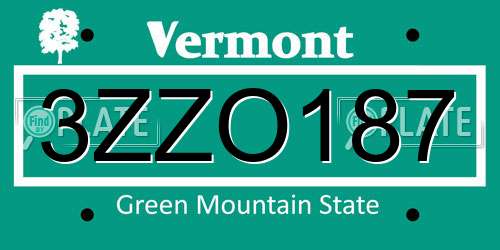 3ZZO187 Vermont License Plate