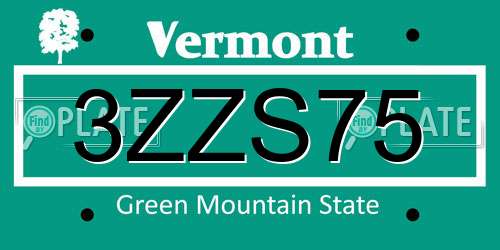 3ZZS75 Vermont License Plate