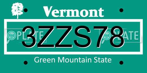 3ZZS78 Vermont License Plate