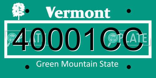 40001CC Vermont License Plate