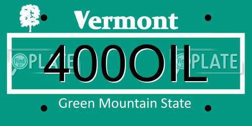 400OIL Vermont License Plate