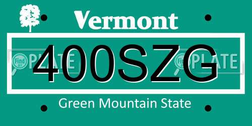400SZG Vermont License Plate
