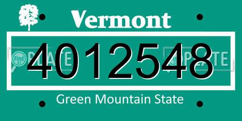 4012548 Vermont License Plate