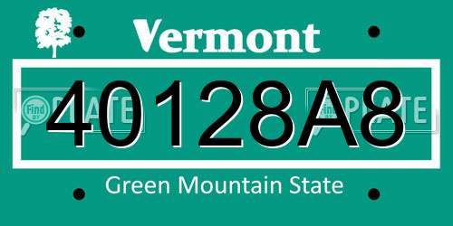 40128A8 Vermont License Plate