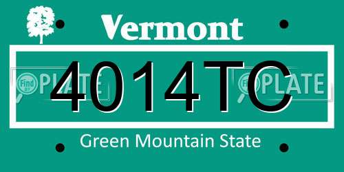 4014TC Vermont License Plate