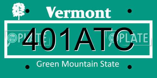 401ATC Vermont License Plate