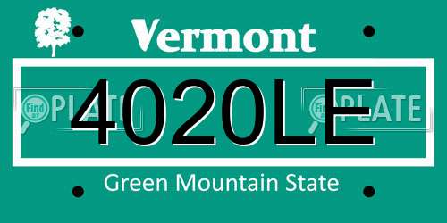 4020LE Vermont License Plate