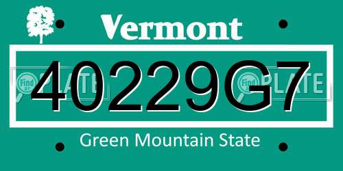 40229G7 Vermont License Plate