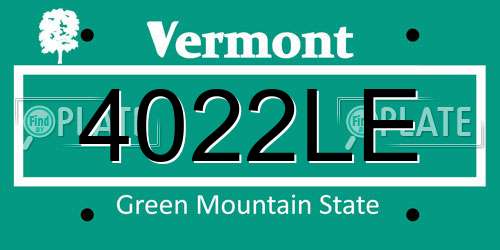 4022LE Vermont License Plate