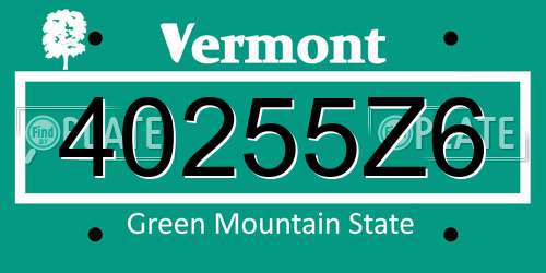 40255Z6 Vermont License Plate