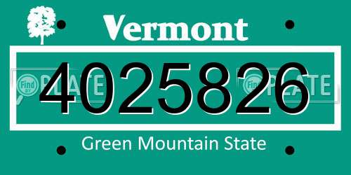4025826 Vermont License Plate