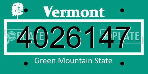 4026147 Vermont License Plate