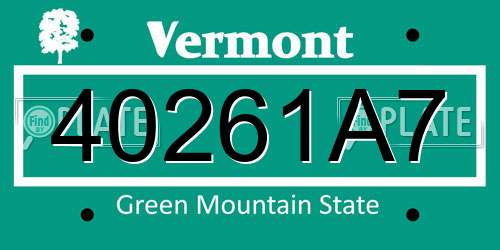 40261A7 Vermont License Plate