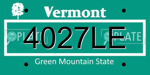 4027LE Vermont License Plate