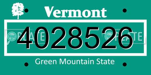 4028526 Vermont License Plate