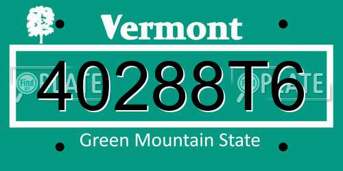 40288T6 Vermont License Plate