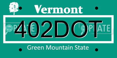 402DOT Vermont License Plate