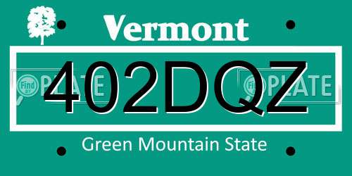 402DQZ Vermont License Plate