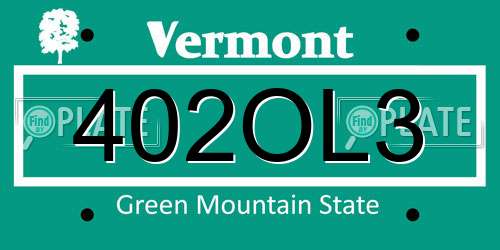 402OL3 Vermont License Plate